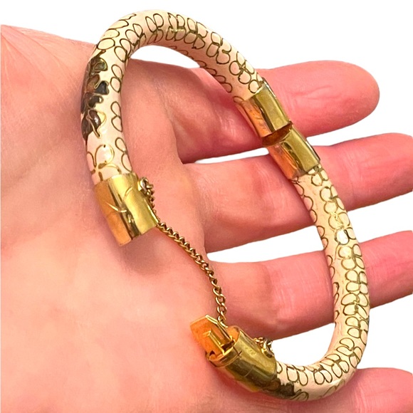 Vintage gold finish cloissone hand painted Chinese bracelet peach - Picture 4 of 9